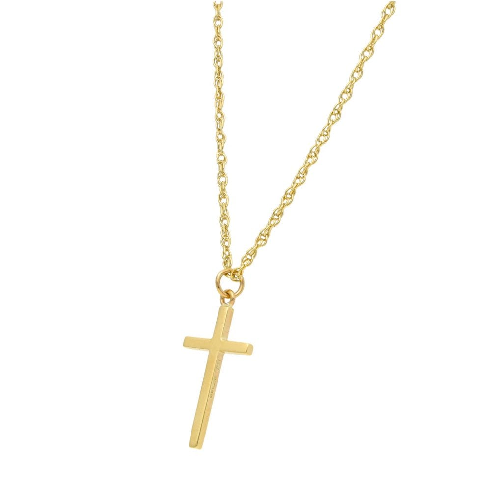 9ct Yellow Gold Cross Pendant & P.O.W Necklace - 22"