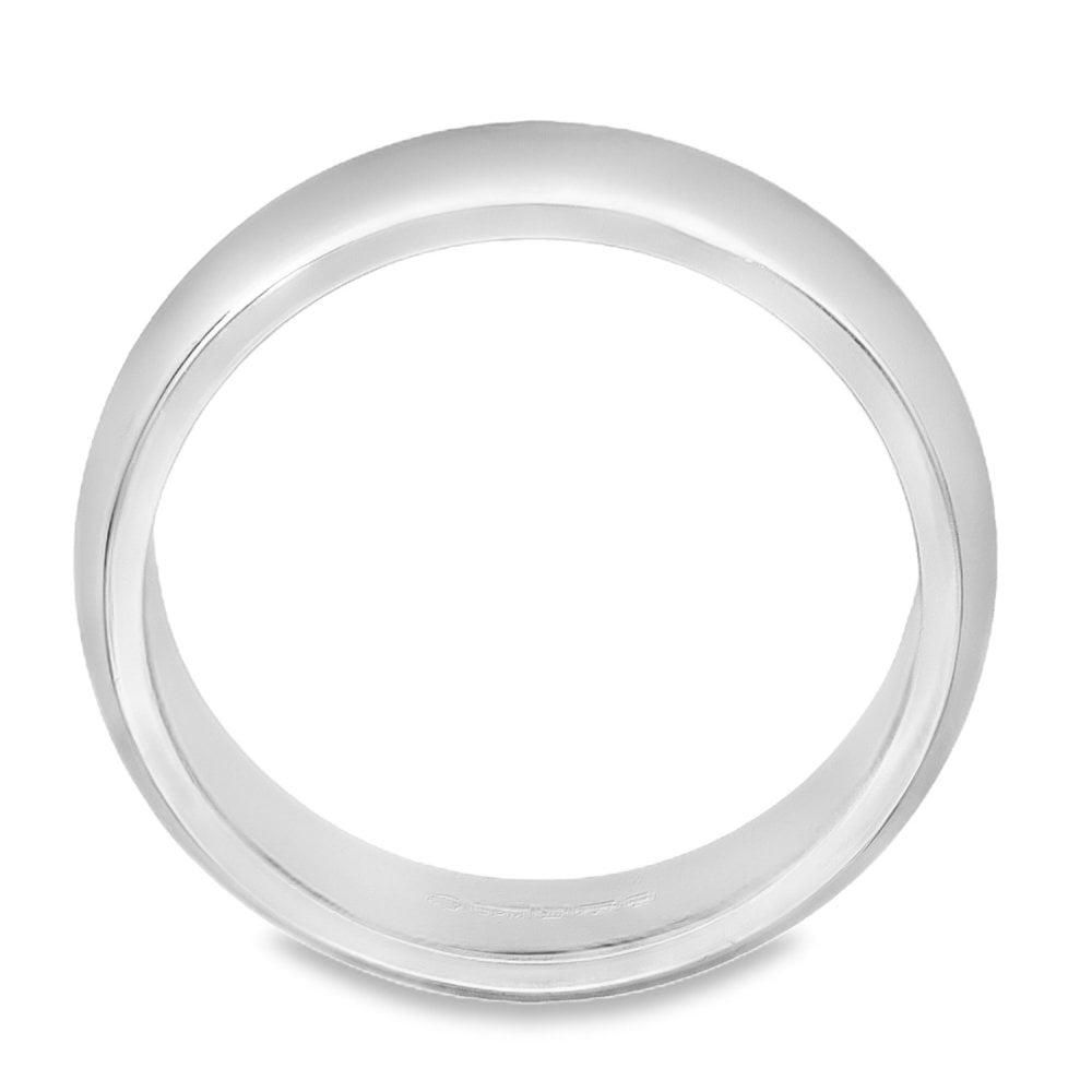 18ct White Gold D-Shape Wedding Band - Size N - 5mm