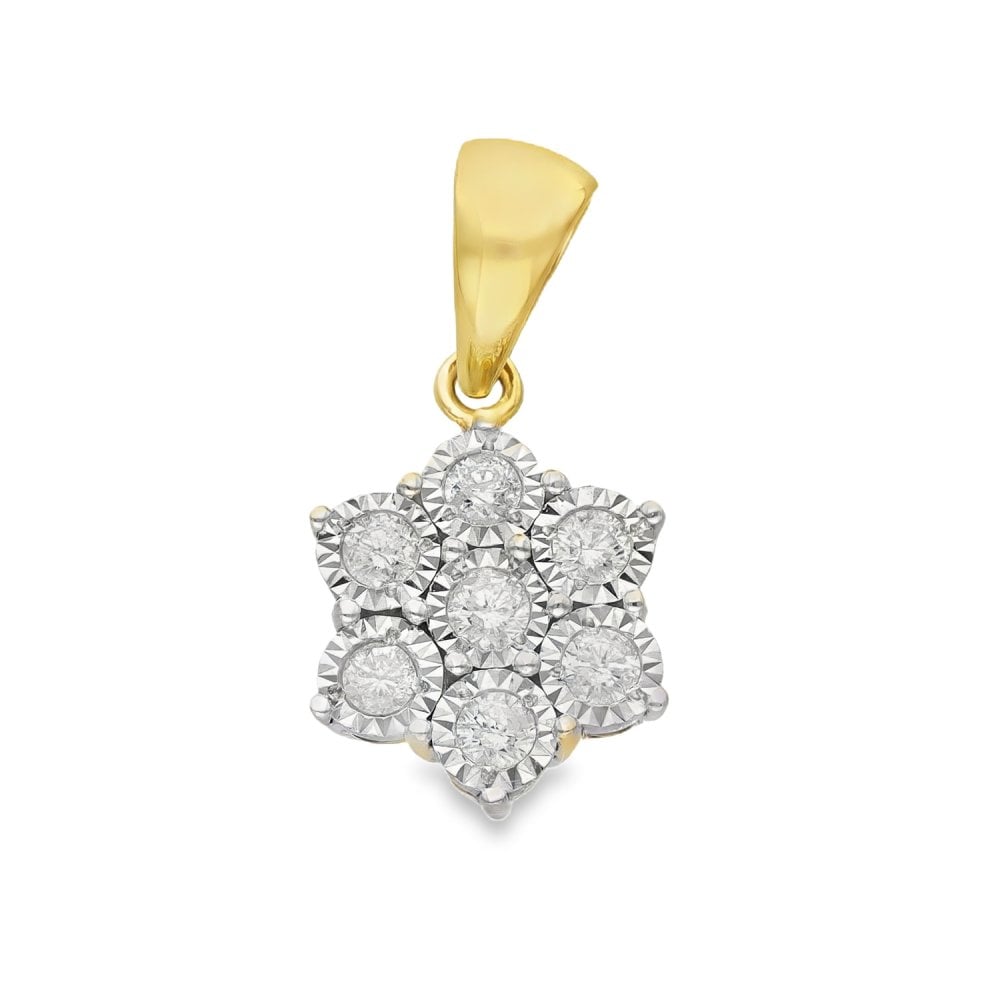 18ct Yellow Gold Diamond Set Flower Pendant - 1.00ct