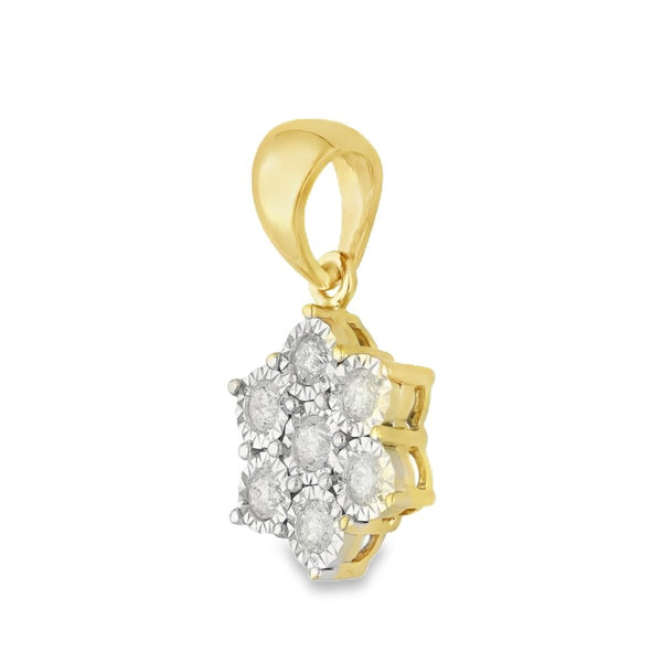 18ct Yellow Gold Diamond Set Flower Pendant - 1.00ct