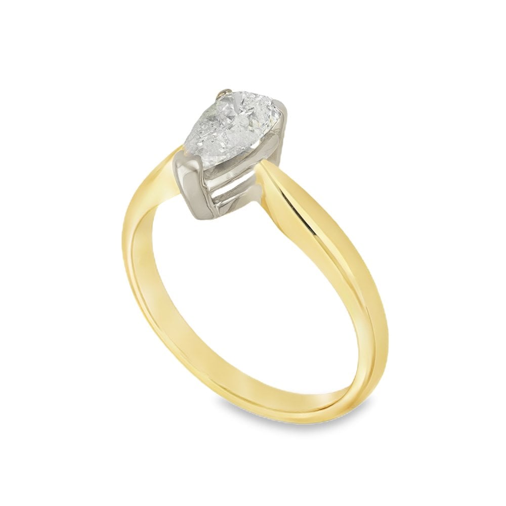 18ct Yellow Gold Pear-Cut Diamond Engagement Ring - 0.90ct
