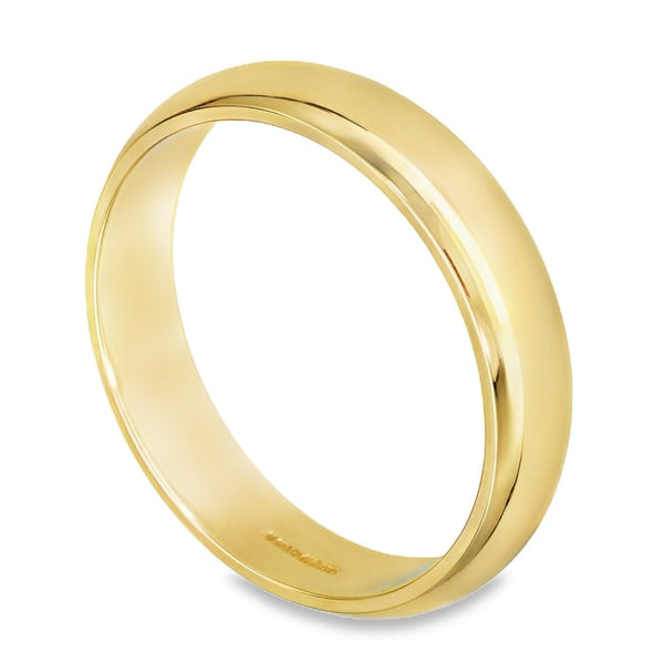 9ct Yellow Gold D-Shape Wedding Ring - Size Y½ - 5mm