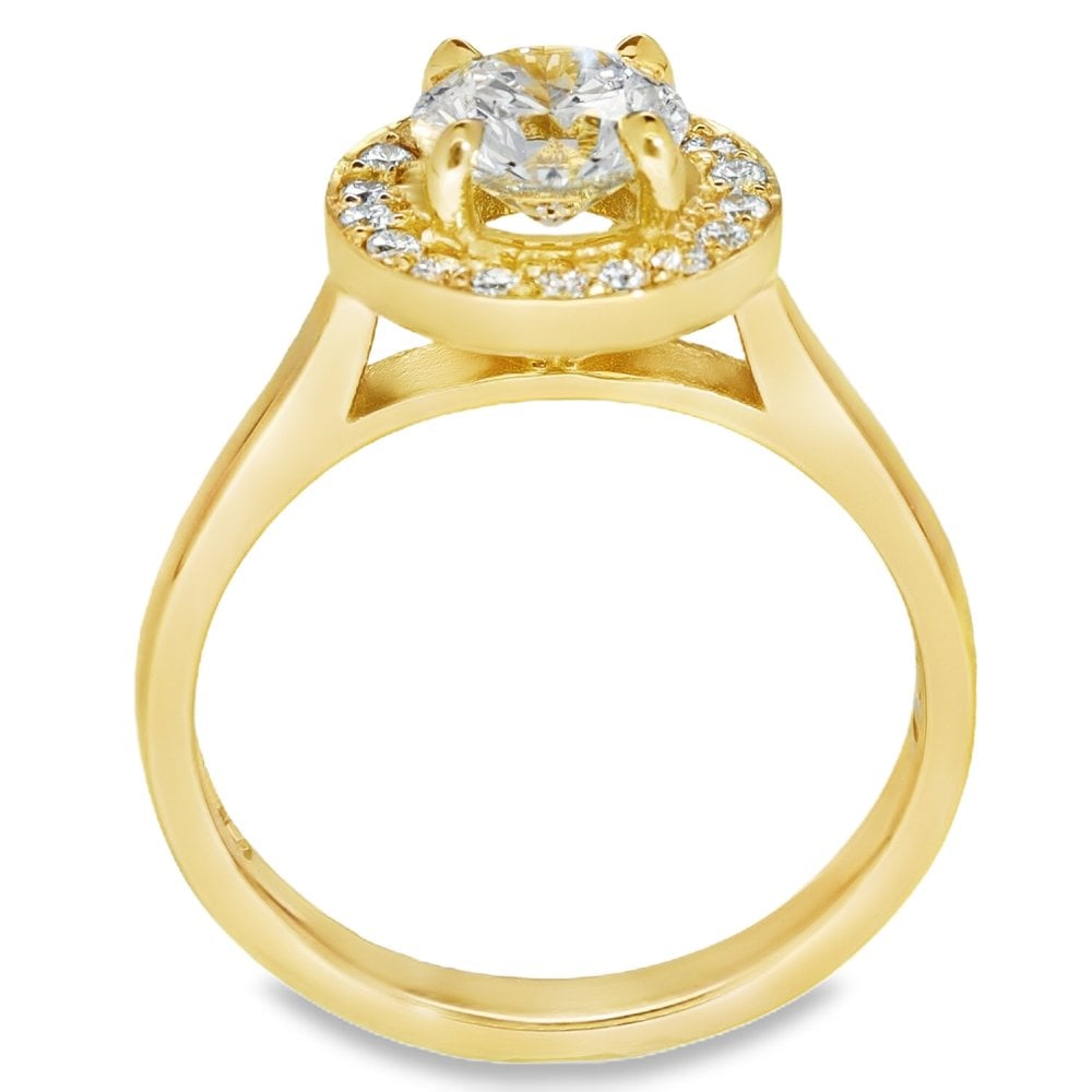 1.28ct Yellow Gold Certified Diamond Halo Engagement Ring -E/SI2
