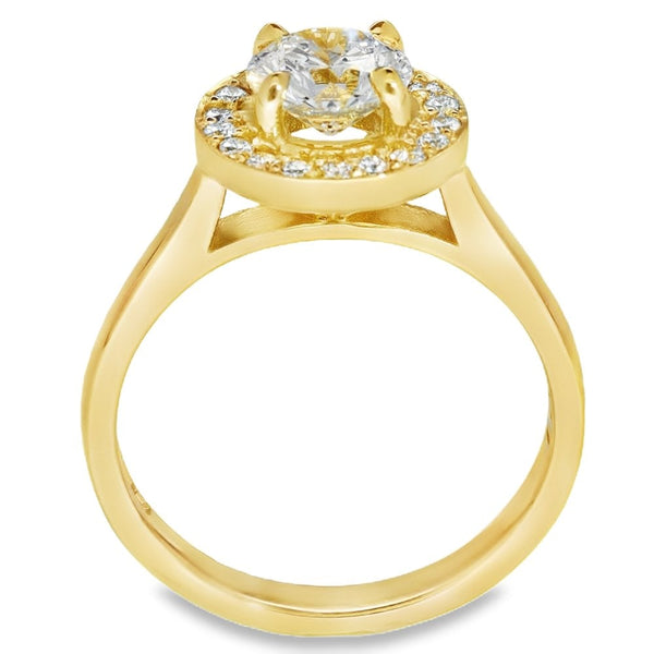 1.28ct Yellow Gold Certified Diamond Halo Engagement Ring -E/SI2