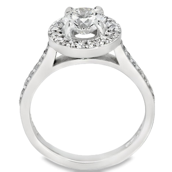 1.38ct White Gold Certified Diamond Halo Engagement Ring - D/VS1