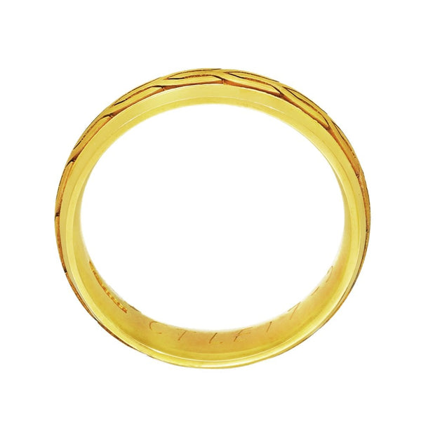 18ct Yellow Gold Patterned Wedding Band - Size M½ - 5mm