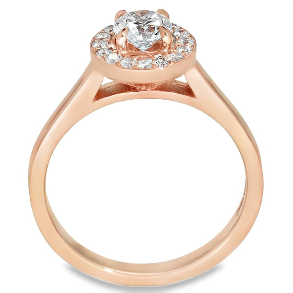 0.70ct Rose Gold Certified Diamond Halo Engagement Ring - D/VS1