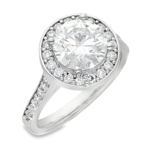 2.50ct Platinum Certified Diamond Halo Engagement Ring - D/SI1