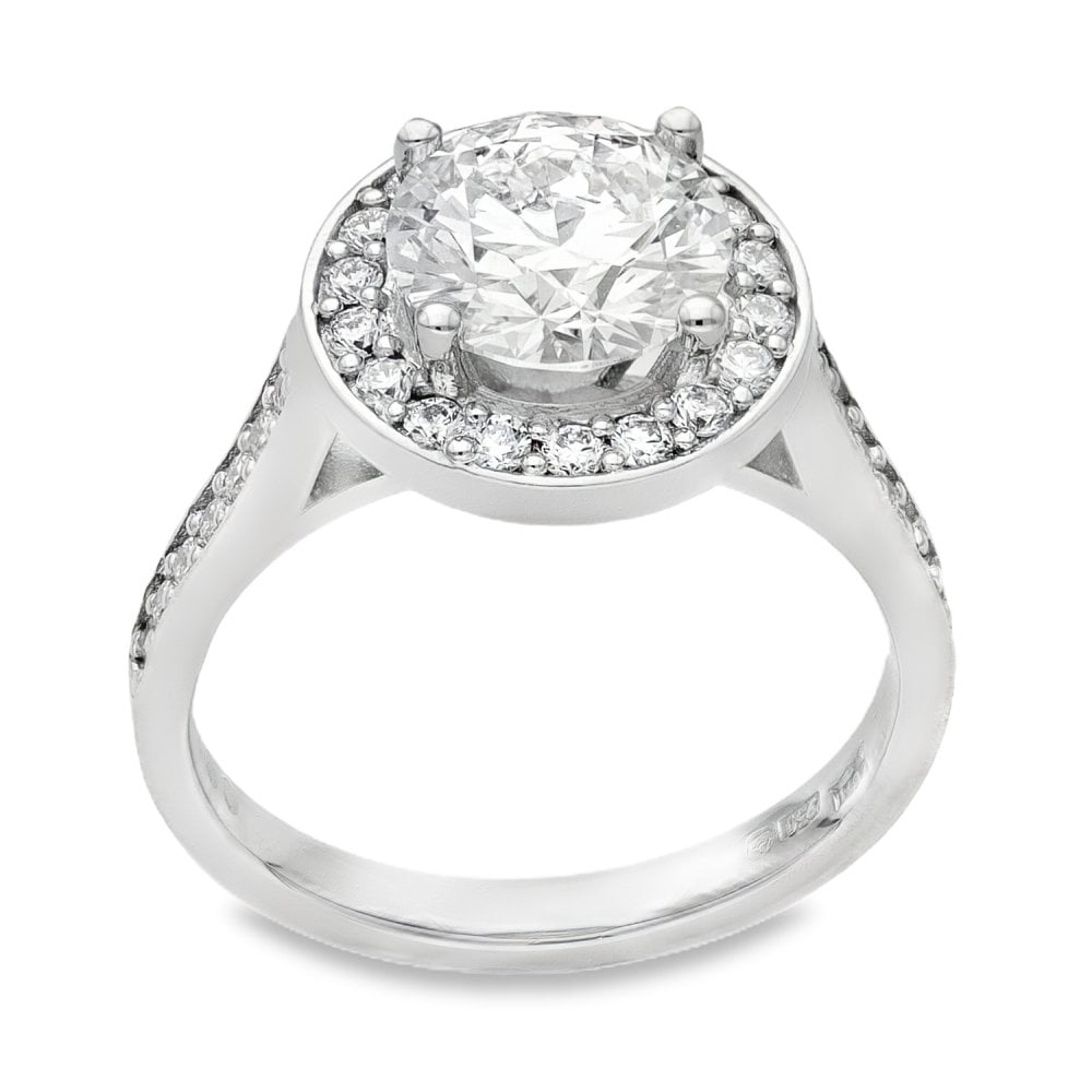 2.50ct Platinum Certified Diamond Halo Engagement Ring - D/SI1