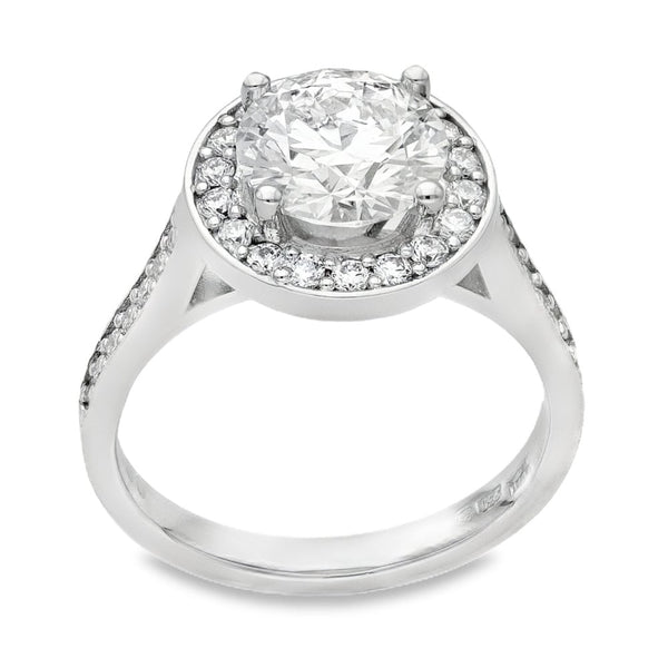 2.50ct Platinum Certified Diamond Halo Engagement Ring - D/SI1