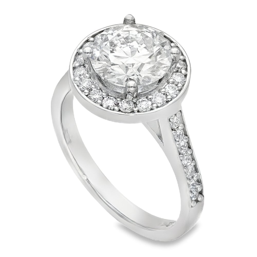 2.50ct Platinum Certified Diamond Halo Engagement Ring - D/SI1