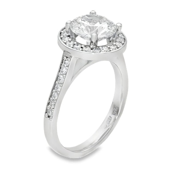2.50ct Platinum Certified Diamond Halo Engagement Ring - D/SI1