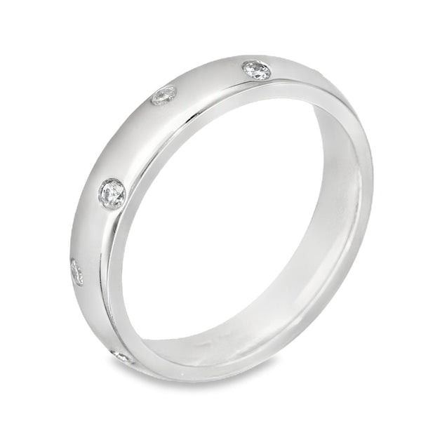 18ct White Gold Diamond Scatter Band - Size M½ - 4mm - 0.30ct