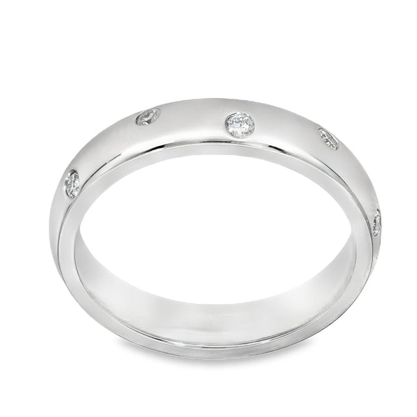 18ct White Gold Diamond Scatter Band - Size M½ - 4mm - 0.30ct