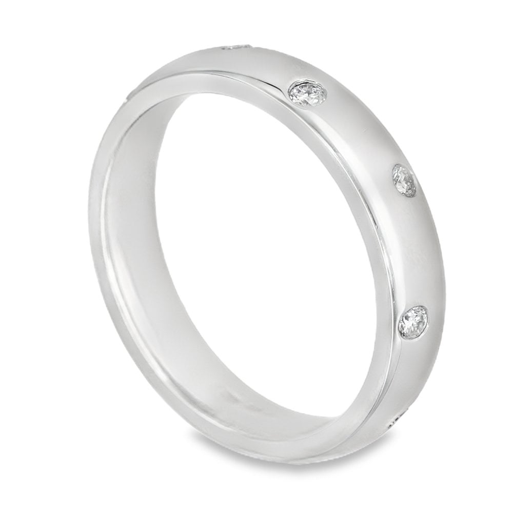 18ct White Gold Diamond Scatter Band - Size M½ - 4mm - 0.30ct