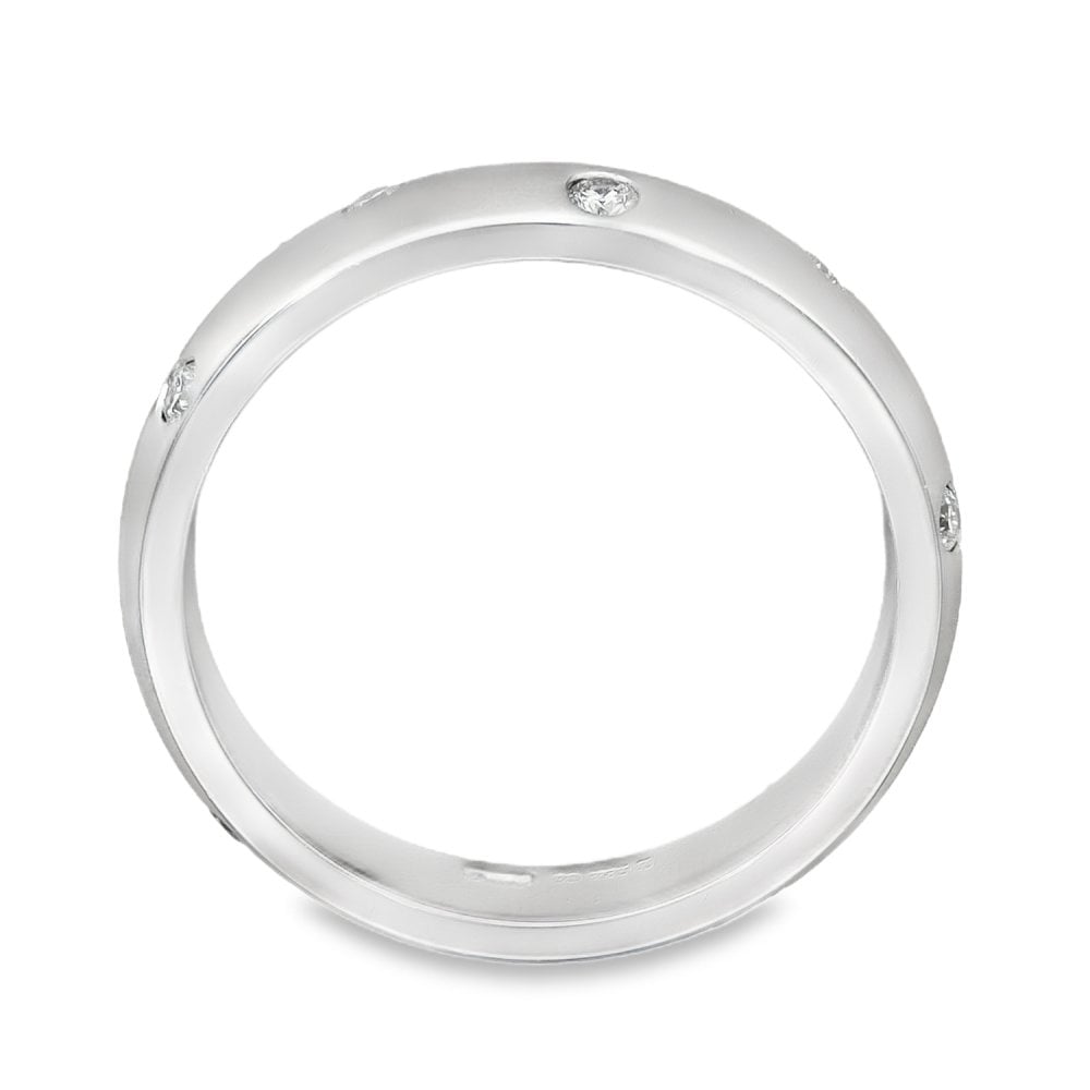 18ct White Gold Diamond Scatter Band - Size M½ - 4mm - 0.30ct
