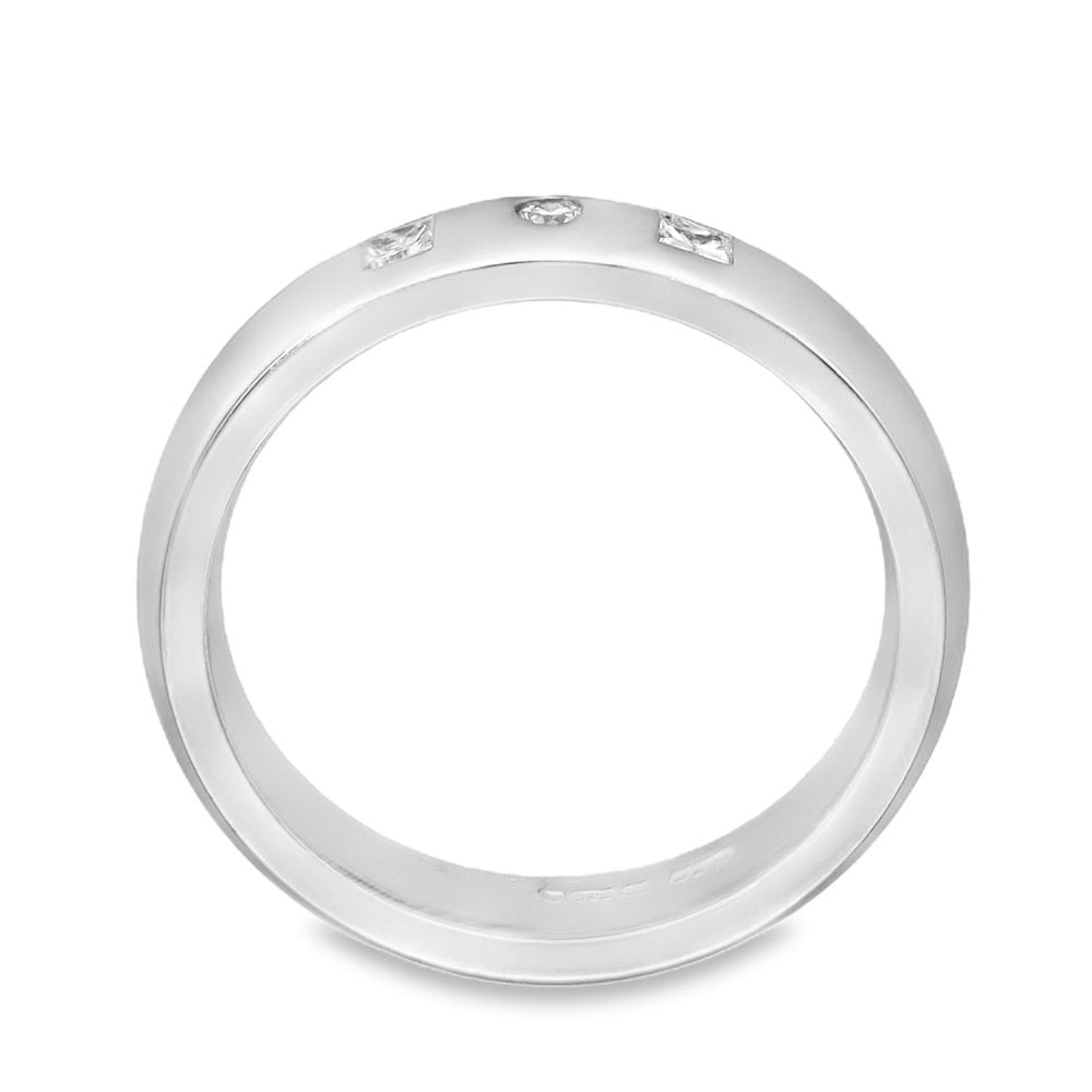 18ct White Gold Diamond Court-Shape Wedding Band - Size J½ - 4mm