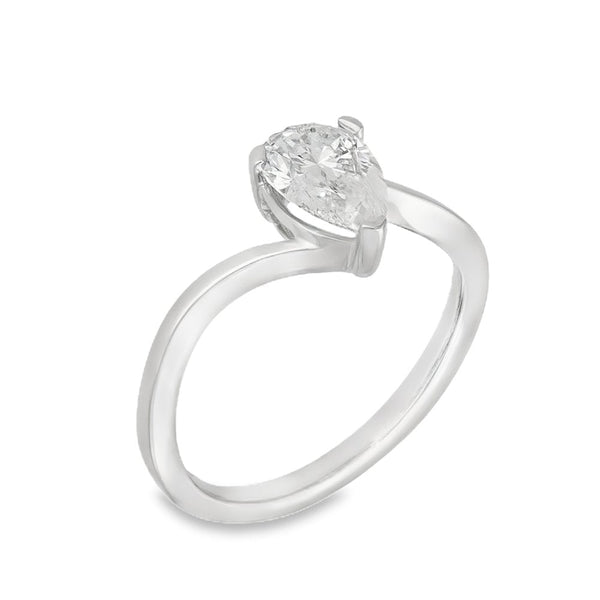 1.06ct White Gold Pear-Cut Diamond Twist Engagement Ring - F/VS2