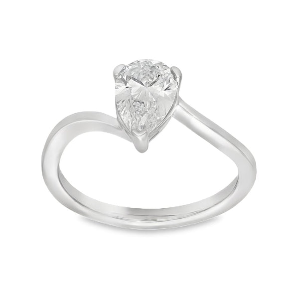 1.06ct White Gold Pear-Cut Diamond Twist Engagement Ring - F/VS2