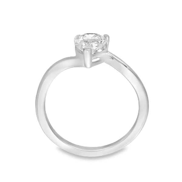 1.06ct White Gold Pear-Cut Diamond Twist Engagement Ring - F/VS2