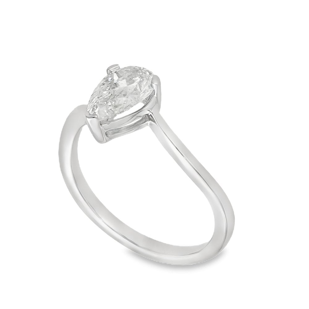 1.06ct White Gold Pear-Cut Diamond Twist Engagement Ring - F/VS2