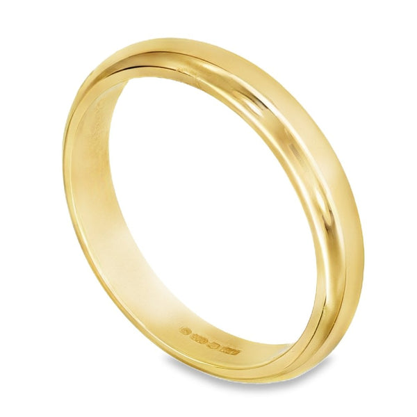 9ct Yellow Gold D-Shape Wedding Band - Size L - 3mm
