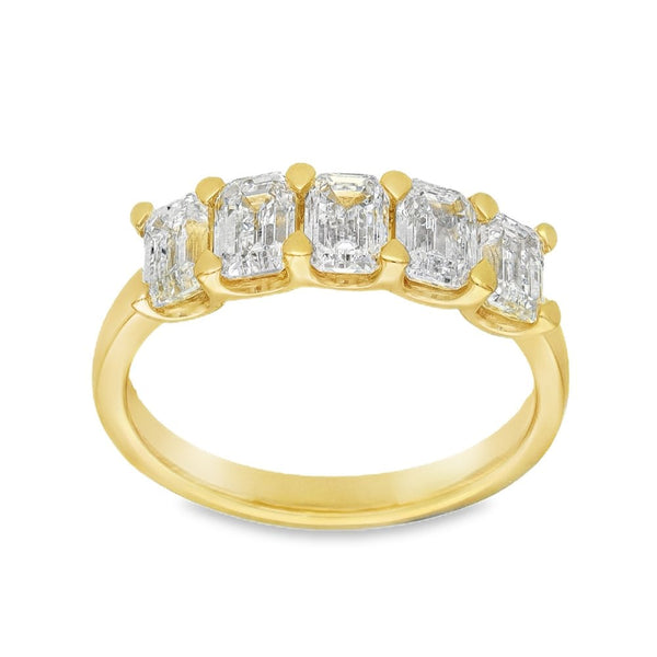 2.15ct Yellow Gold Emerald-Cut Diamond Half-Eternity Ring - F/VS