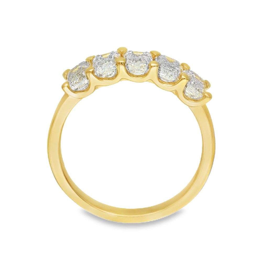 2.15ct Yellow Gold Emerald-Cut Diamond Half-Eternity Ring - F/VS