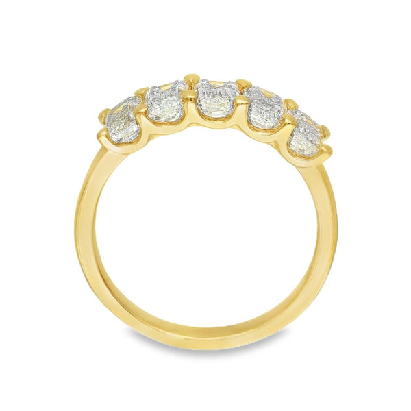 2.15ct Yellow Gold Emerald-Cut Diamond Half-Eternity Ring - F/VS