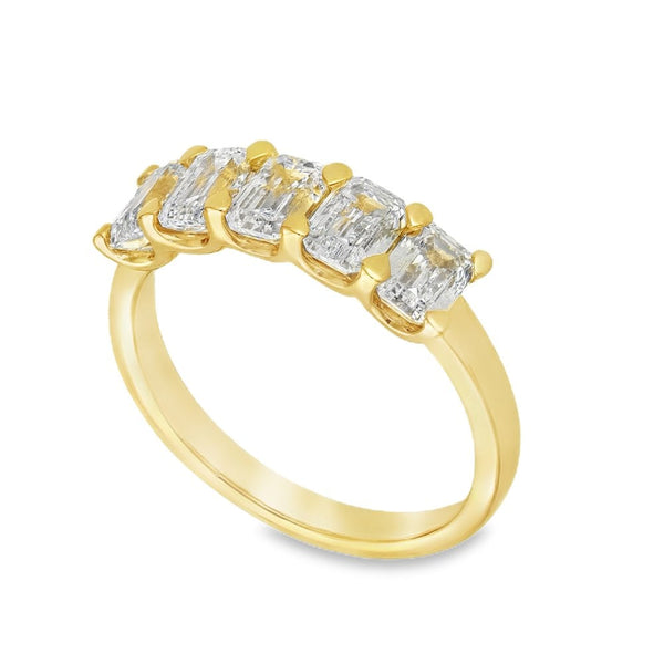 2.15ct Yellow Gold Emerald-Cut Diamond Half-Eternity Ring - F/VS