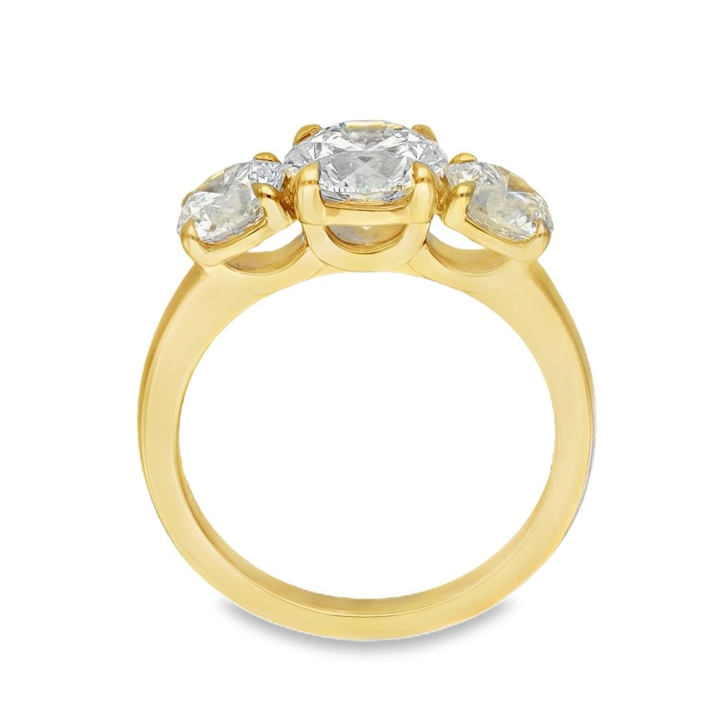 3.00ct Yellow Gold Diamond Trilogy Ring - F/VS2