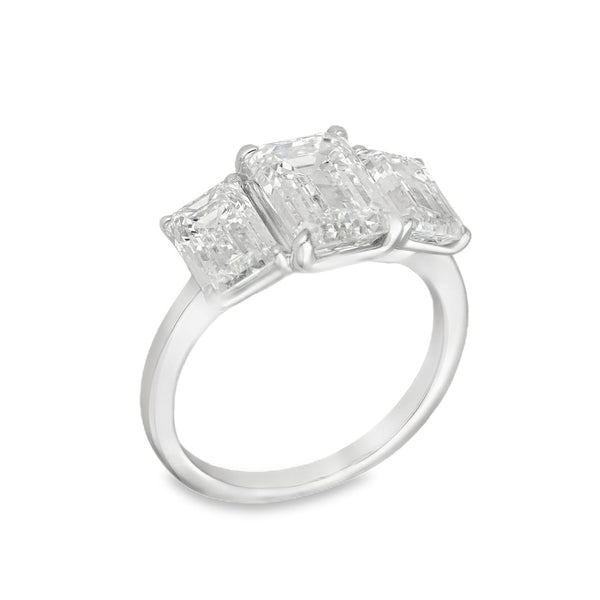 5.00ct White Gold Certified Diamond Trilogy Ring - E/VVS2