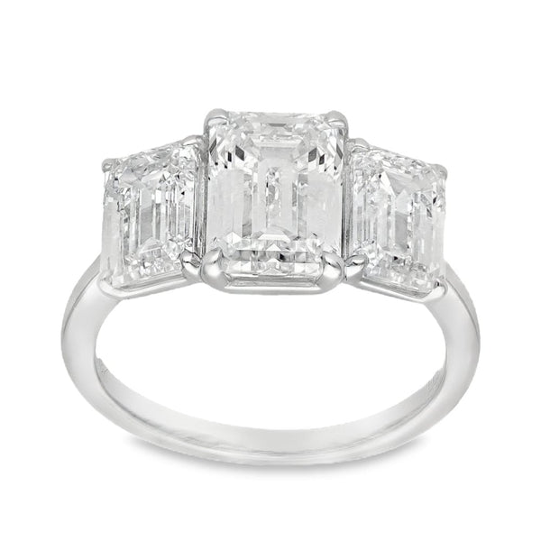 5.00ct White Gold Certified Diamond Trilogy Ring - E/VVS2