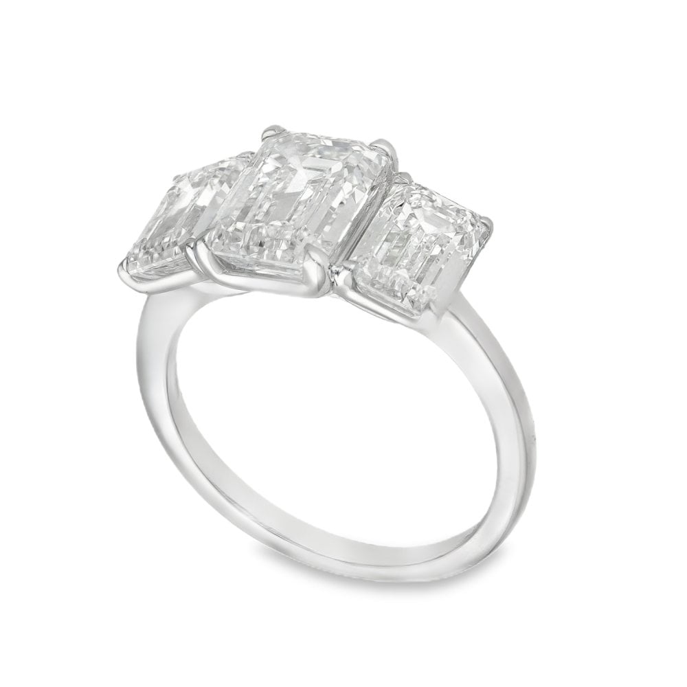 5.00ct White Gold Certified Diamond Trilogy Ring - E/VVS2