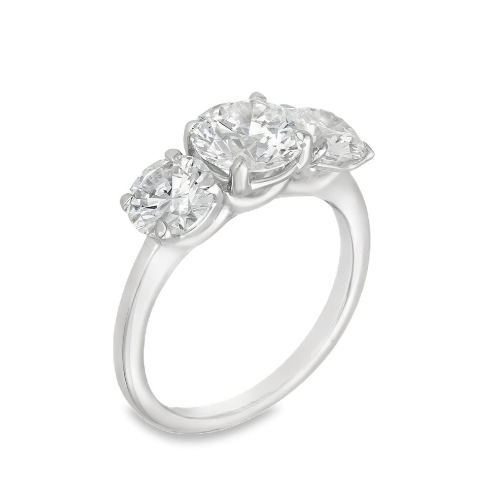 3.00ct White Gold Diamond Trilogy Ring - F/VS2