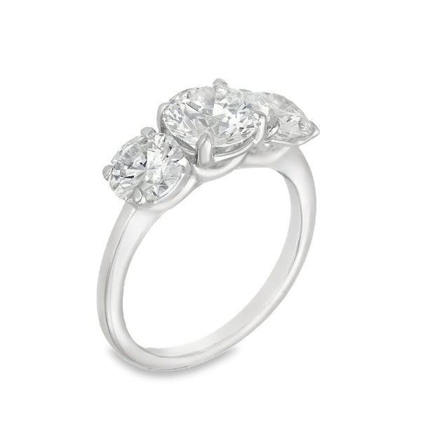 3.00ct White Gold Diamond Trilogy Ring - F/VS2