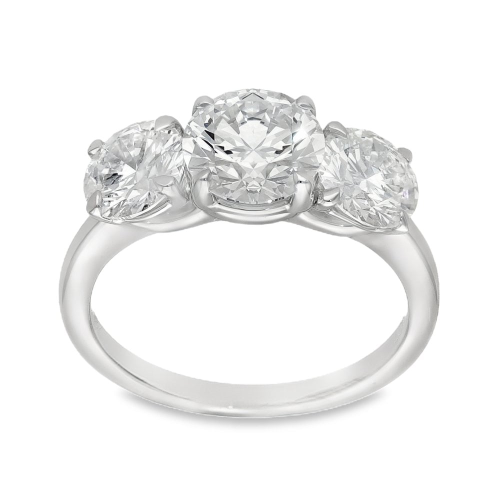 3.00ct White Gold Diamond Trilogy Ring - F/VS2