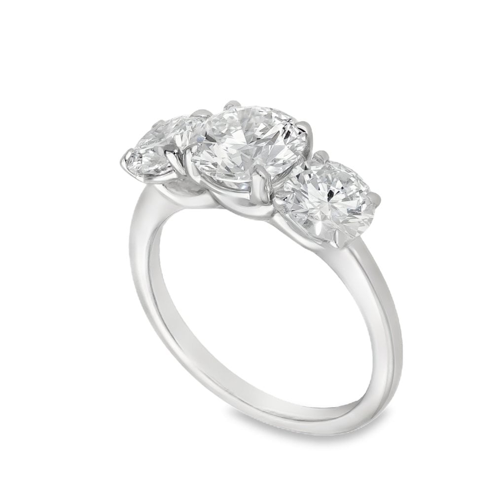 3.00ct White Gold Diamond Trilogy Ring - F/VS2