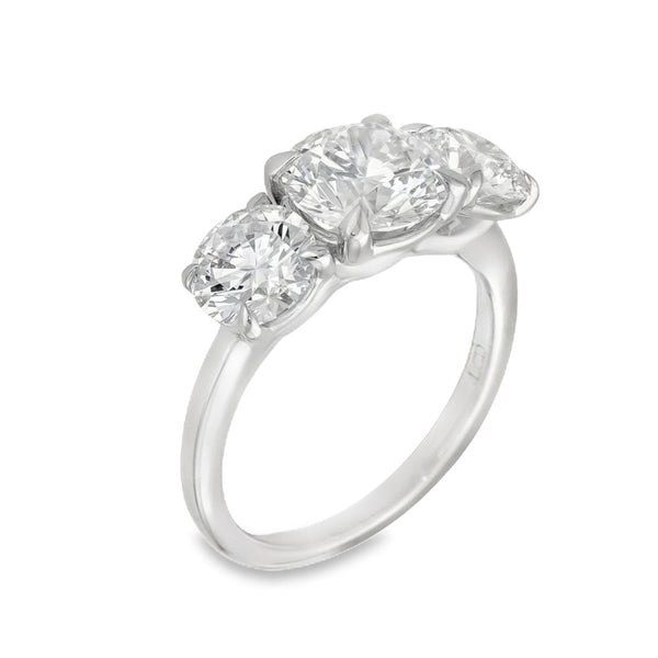 4.00ct White Gold Certified Diamond Trilogy Ring - F/VS2