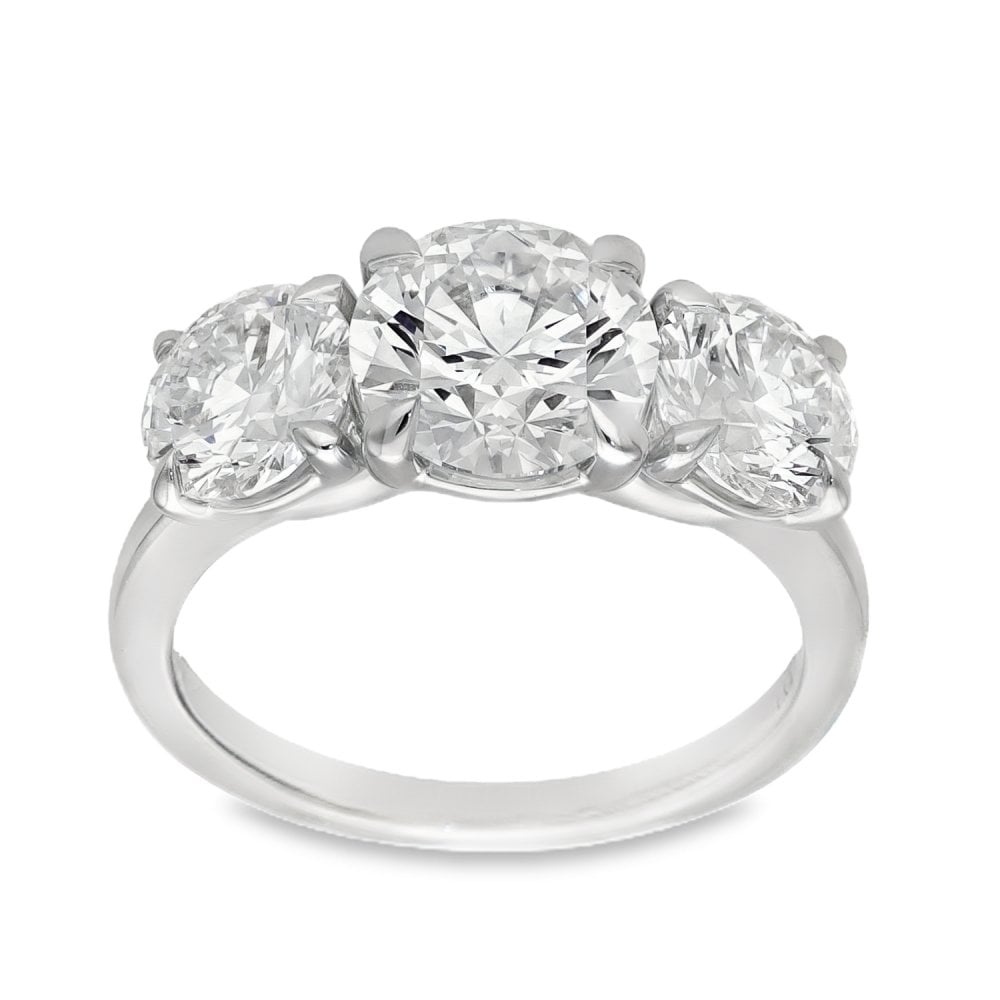 4.00ct White Gold Certified Diamond Trilogy Ring - F/VS2