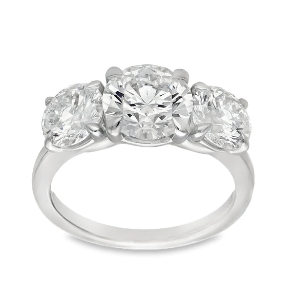 4.00ct White Gold Certified Diamond Trilogy Ring - F/VS2
