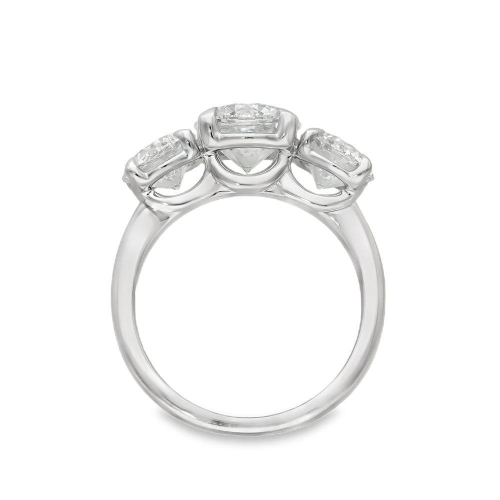 4.00ct White Gold Certified Diamond Trilogy Ring - F/VS2
