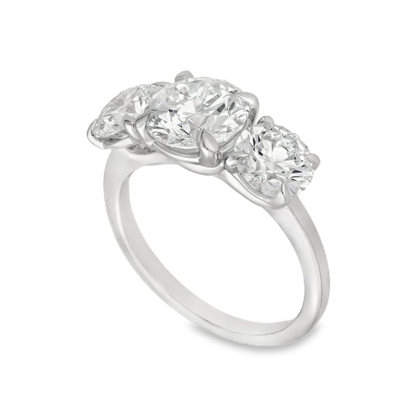 4.00ct White Gold Certified Diamond Trilogy Ring - F/VS2