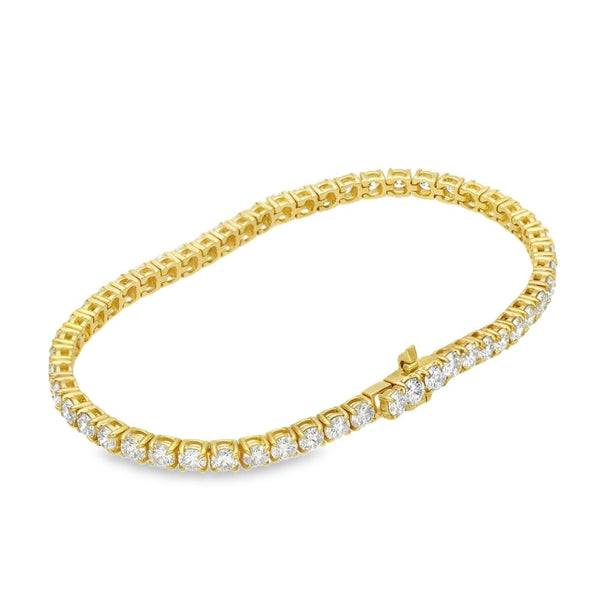 7.00ct Yellow Gold Certified Diamond Tennis Bracelet - F/VS2