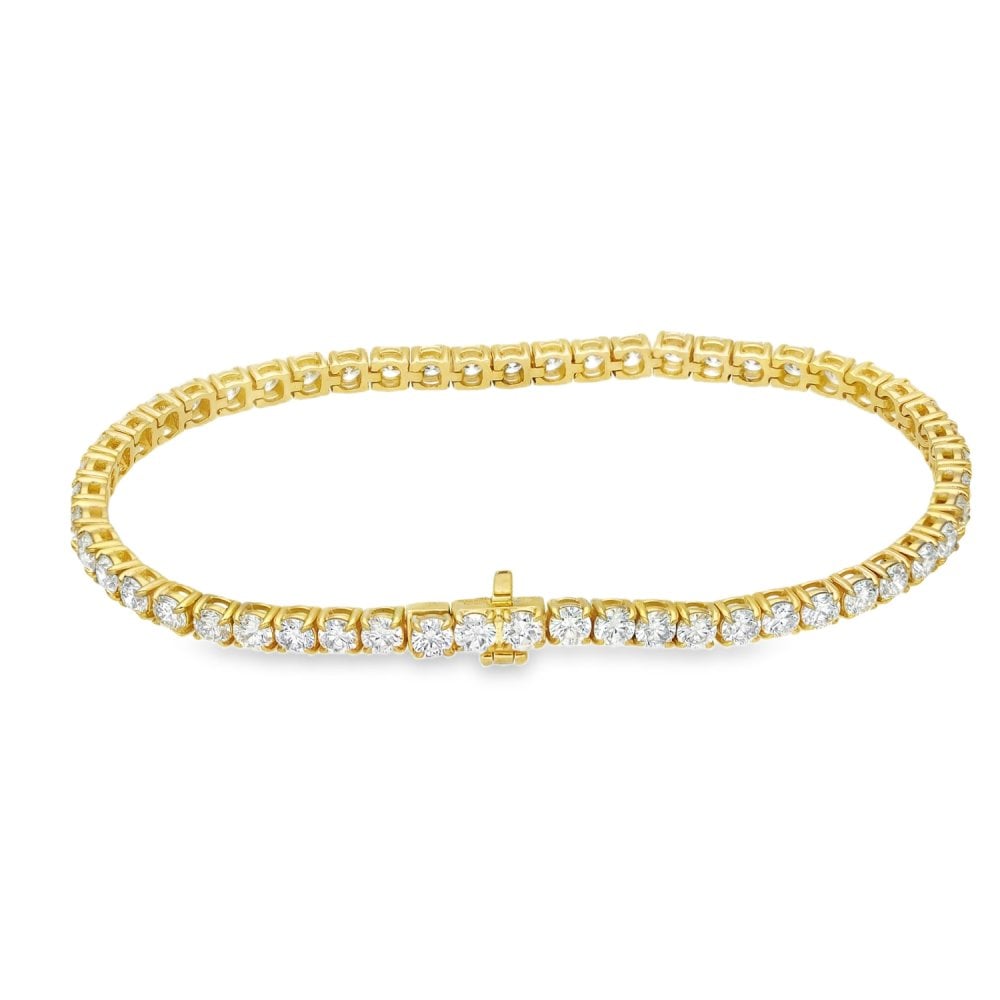 7.00ct Yellow Gold Certified Diamond Tennis Bracelet - F/VS2
