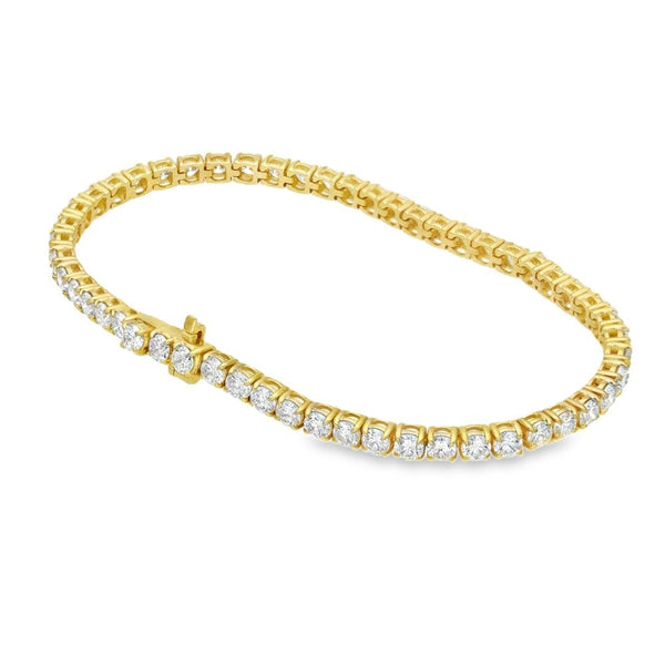 7.00ct Yellow Gold Certified Diamond Tennis Bracelet - F/VS2
