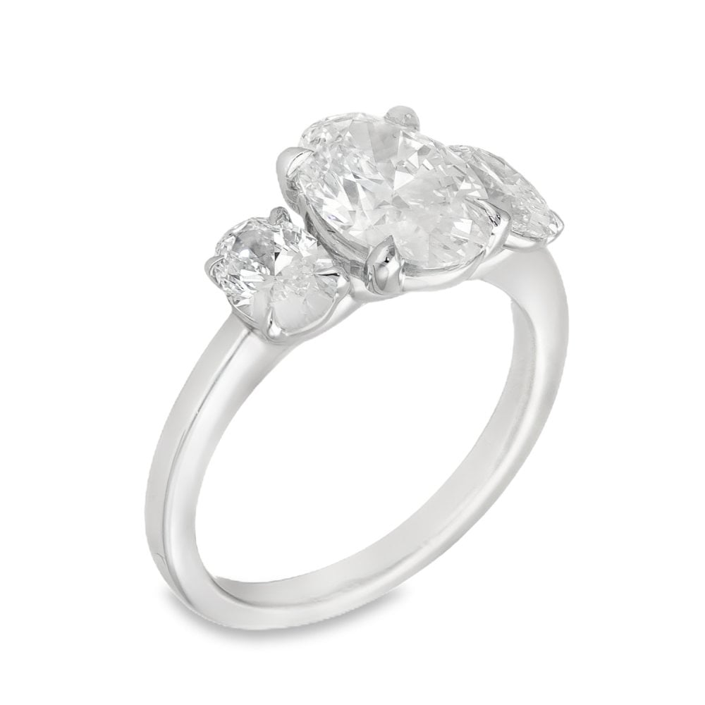 3.00ct White Gold Certified Diamond Trilogy Ring - F/VS2