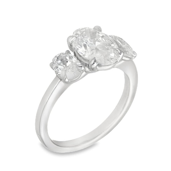 3.00ct White Gold Certified Diamond Trilogy Ring - F/VS2
