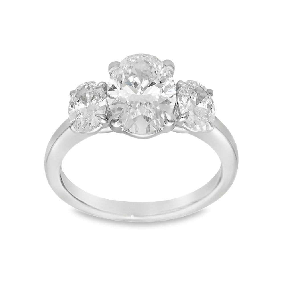 3.00ct White Gold Certified Diamond Trilogy Ring - F/VS2
