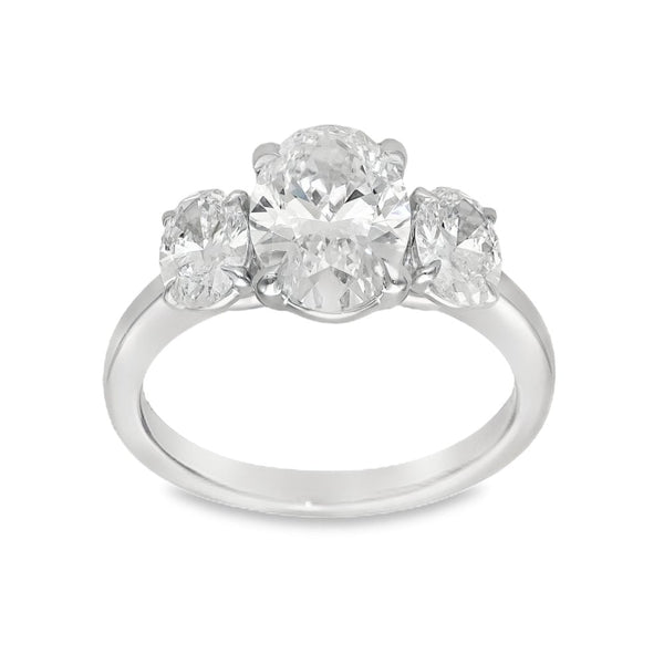 3.00ct White Gold Certified Diamond Trilogy Ring - F/VS2